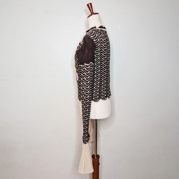 Twin-Set by Simona Barbieri Knit Crocheted Floral Long Sleeve Sweater Size Large - Picture 4 of 10